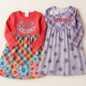 Set of 2 Colorful Kids Dresses Set